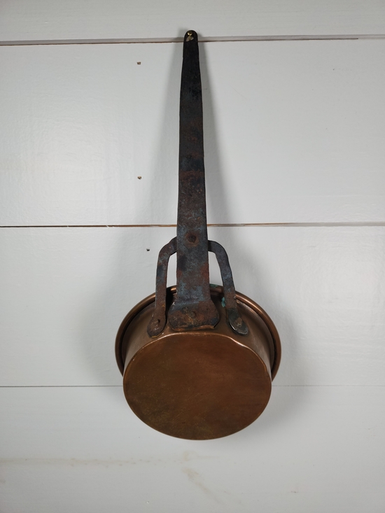 Other - Antique Copper Pan w/ Forged Wrought Iron Handle | French Country Kitchen Decor